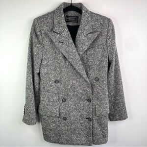 Richard Tyler Couture Black & White Tweed Wool Double Breast Blazer
